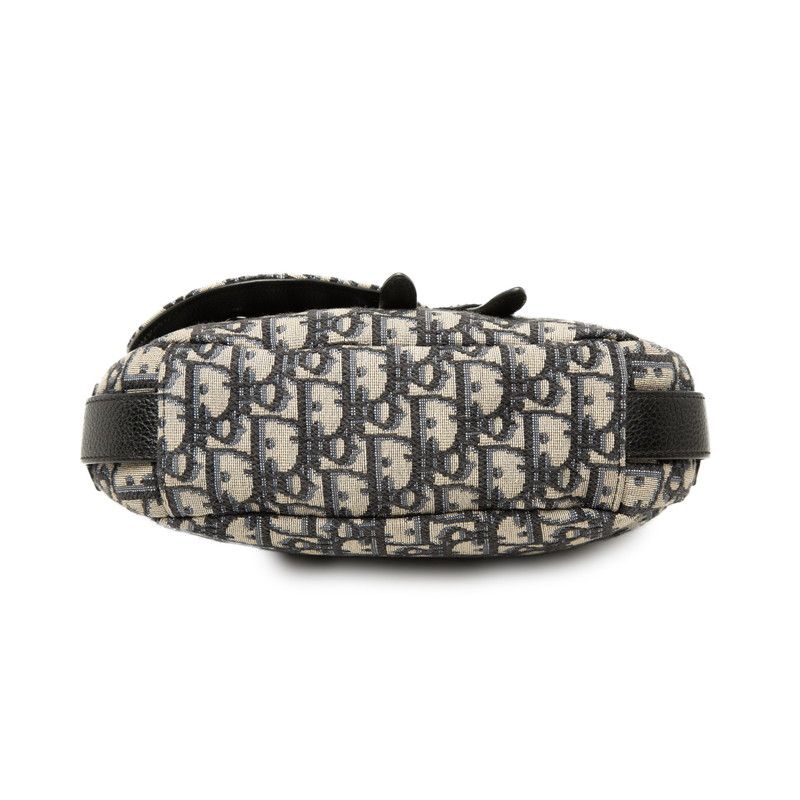 Dior Trotter Saddle 2-Way Shoulder Bag Navy Beige Canvas Leather — view 3