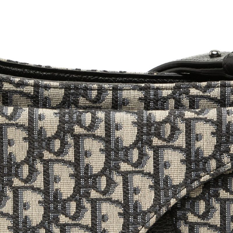 Dior Trotter Saddle 2-Way Shoulder Bag Navy Beige Canvas Leather — view 4