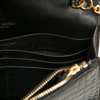 Saint Laurent Black Gold Leather Shoulder Bag — view 6