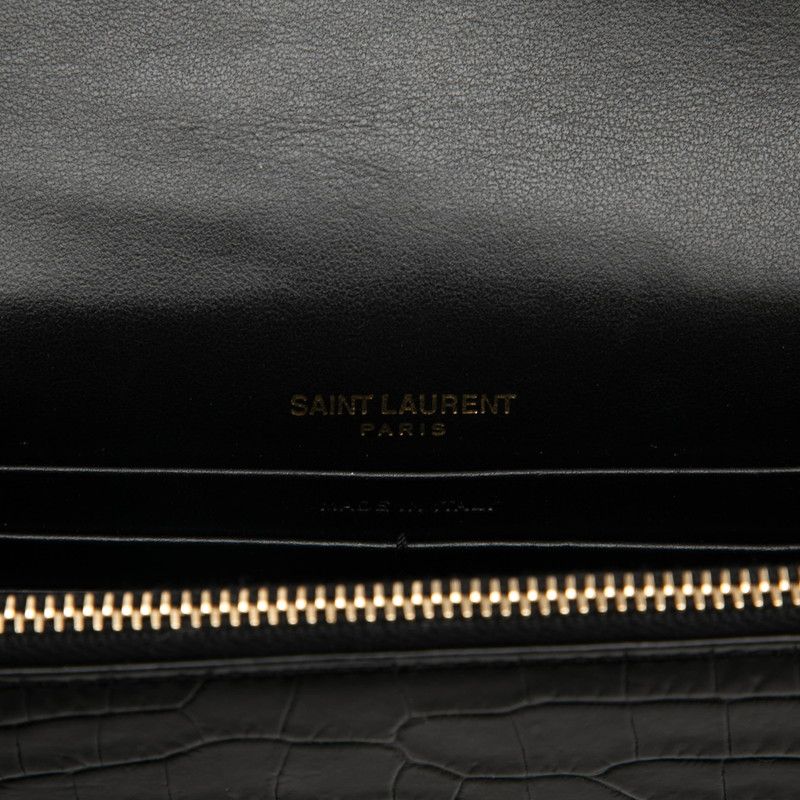 Saint Laurent Black Gold Leather Shoulder Bag — view 5