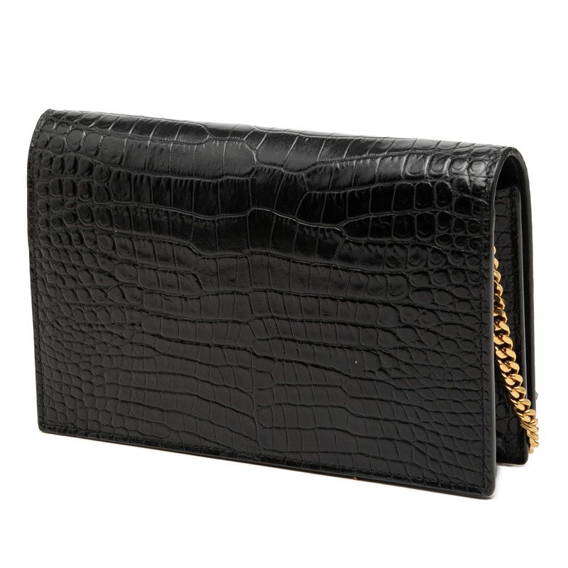 Saint Laurent Black Gold Leather Shoulder Bag — view 2