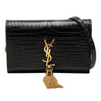 Saint Laurent Black Gold Leather Shoulder Bag