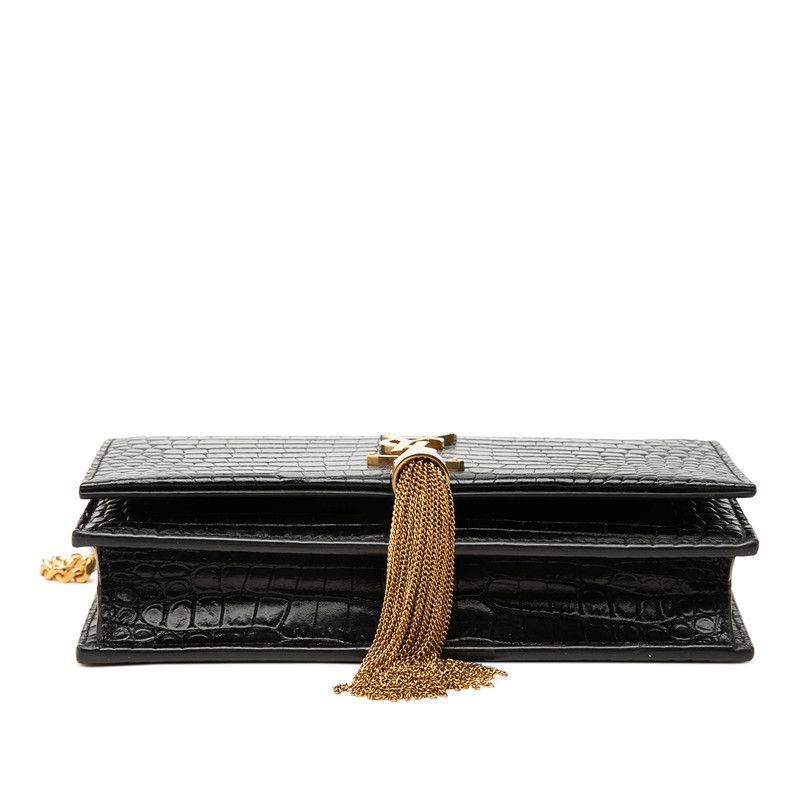 Saint Laurent Black Gold Leather Shoulder Bag — view 3