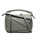 Loewe Puzzlebag Mini 2-Way Shoulder Bag Gray Leather