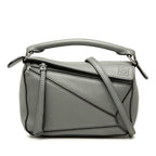 Loewe Puzzlebag Mini 2-Way Shoulder Bag Gray Leather