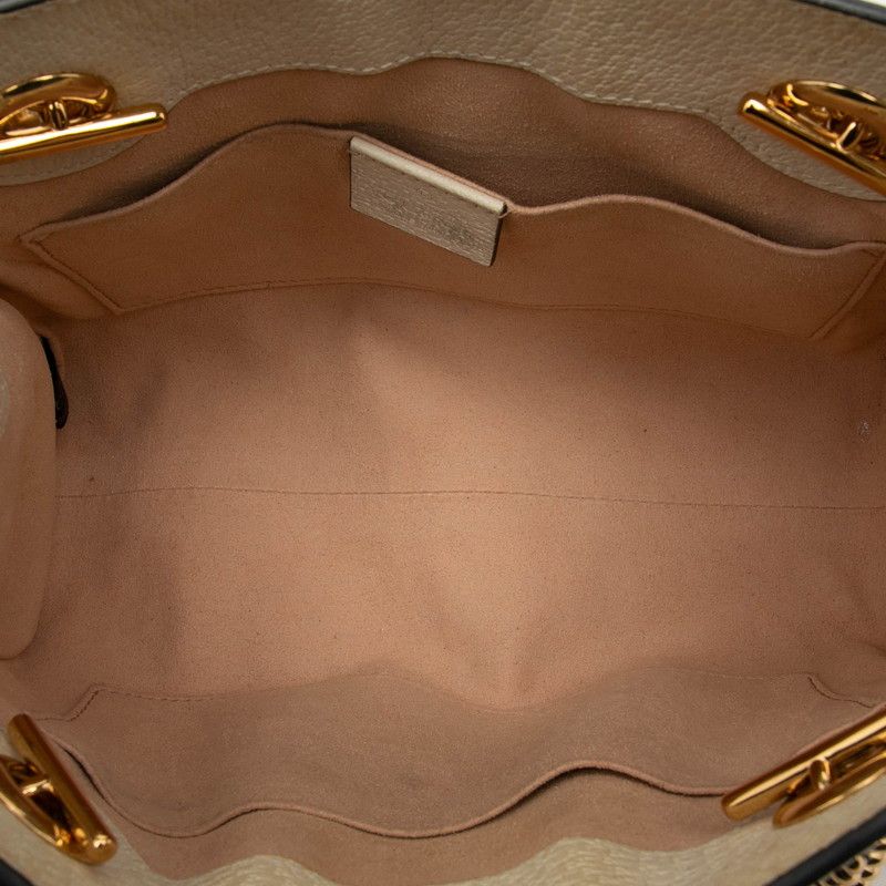 Gucci GG Supreme Flora Padlock Chain Tote Shoulder Bag Beige Multicolor Leather — view 4