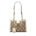 Gucci GG Supreme Padlock Berry Chain Tote Shoulder Bag Beige Ivory Leather