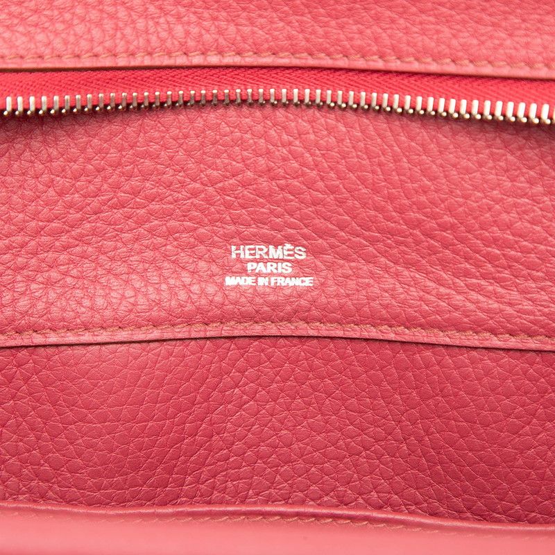 Hermes Atlas 35 Handbag Red Pink Silver Taurillon C Ence — view 5