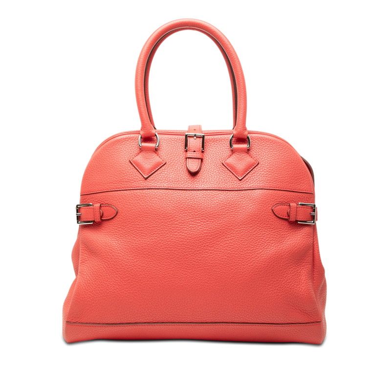 Hermes Atlas 35 Handbag Red Silver Taurillon C Ence
