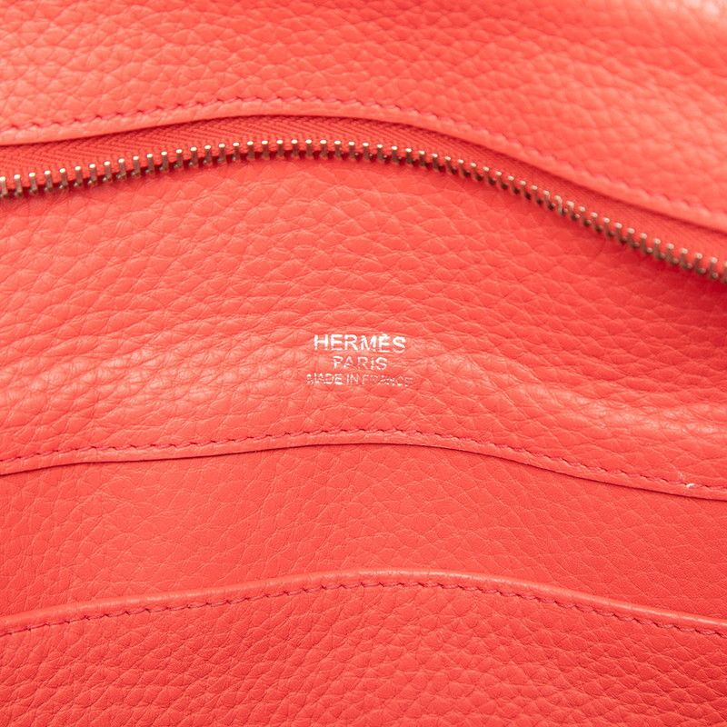 Hermes Atlas 35 Handbag Red Silver Taurillon C Ence — view 6