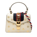 Gucci Bee?&star Mini Sylvie 2-Way Shoulder Bag White Leather