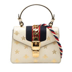 Gucci Bee?&star Mini Sylvie 2-Way Shoulder Bag White Leather