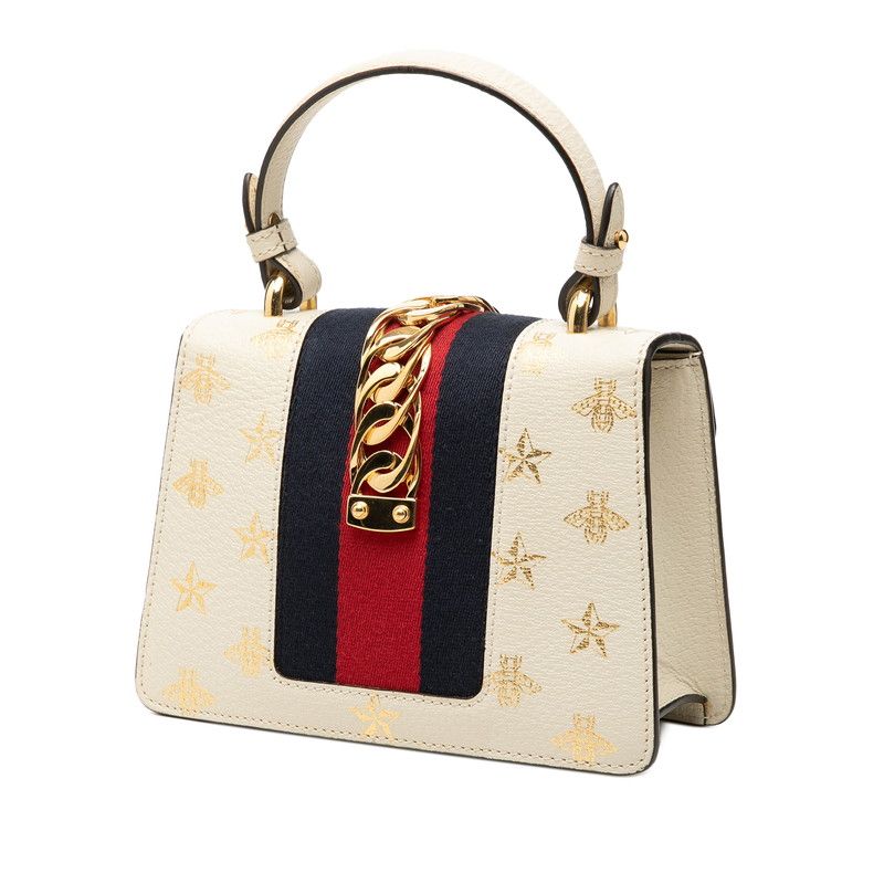 Gucci Bee?&star Mini Sylvie 2-Way Shoulder Bag White Leather — view 2