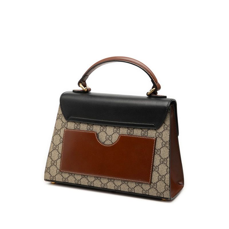 Gucci GG Supreme Padlock 2-Way Shoulder Bag Beige Black Brown Leather — view 2