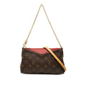 Louis Vuitton Monogram Pallas Clutch Chain 2-Way Shoulder Bag Brown Cerise