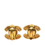 Chanel Quilted CC Logo Vintage Earrings Gold Plated — view 2