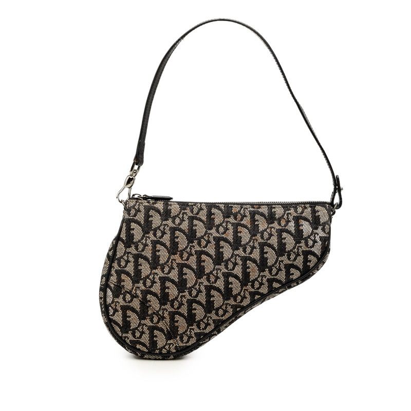 Dior Black Beige Canvas Leather Handbag