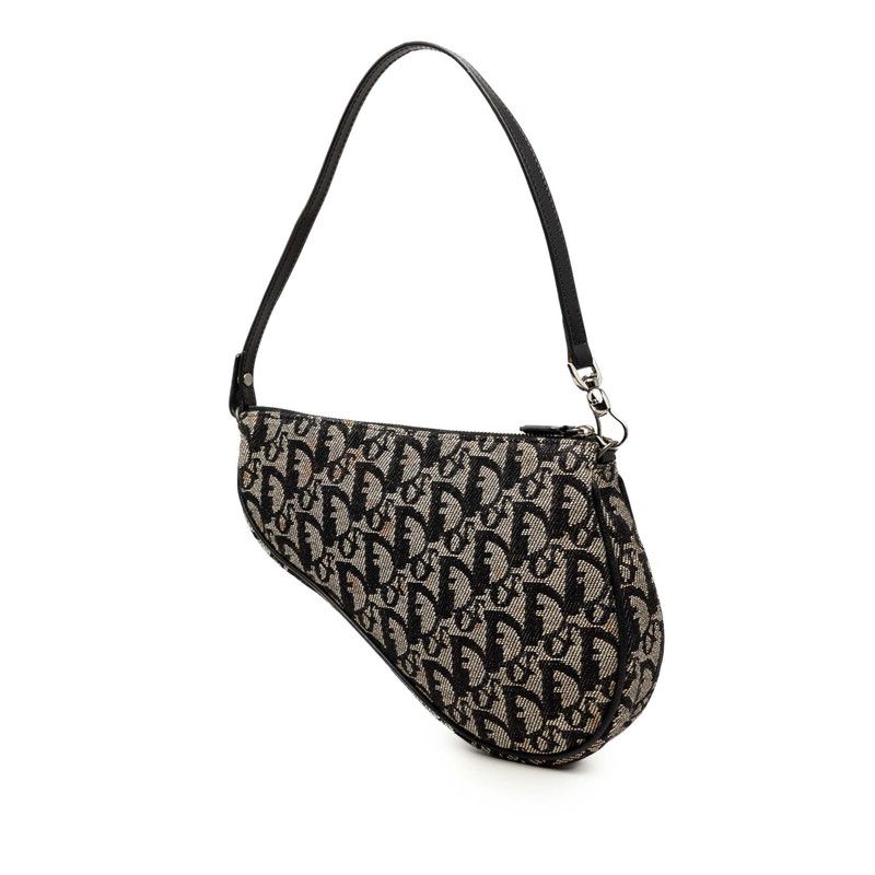 Dior Black Beige Canvas Leather Handbag — view 2