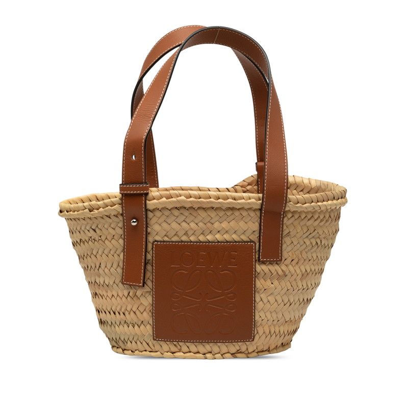 Loewe Loeve Gramgram Basket Bag Small Handbag Bag Natural Brown Lafia Leather