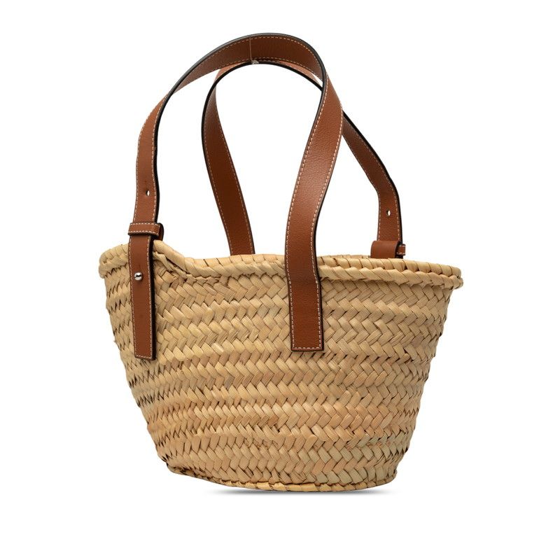 Loewe Loeve Gramgram Basket Bag Small Handbag Bag Natural Brown Lafia Leather — view 2