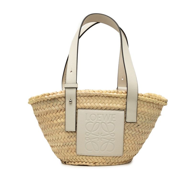 Loewe Loeve Gramgram Basket Bag Small Handbag Bag Natural White Lafia Leather