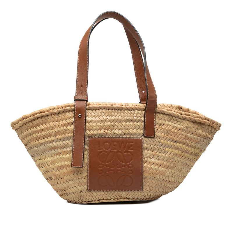 Loewe Loeve Gramgram Basket Bag Handbag Cago Bag Natural Brown Lafia Leather