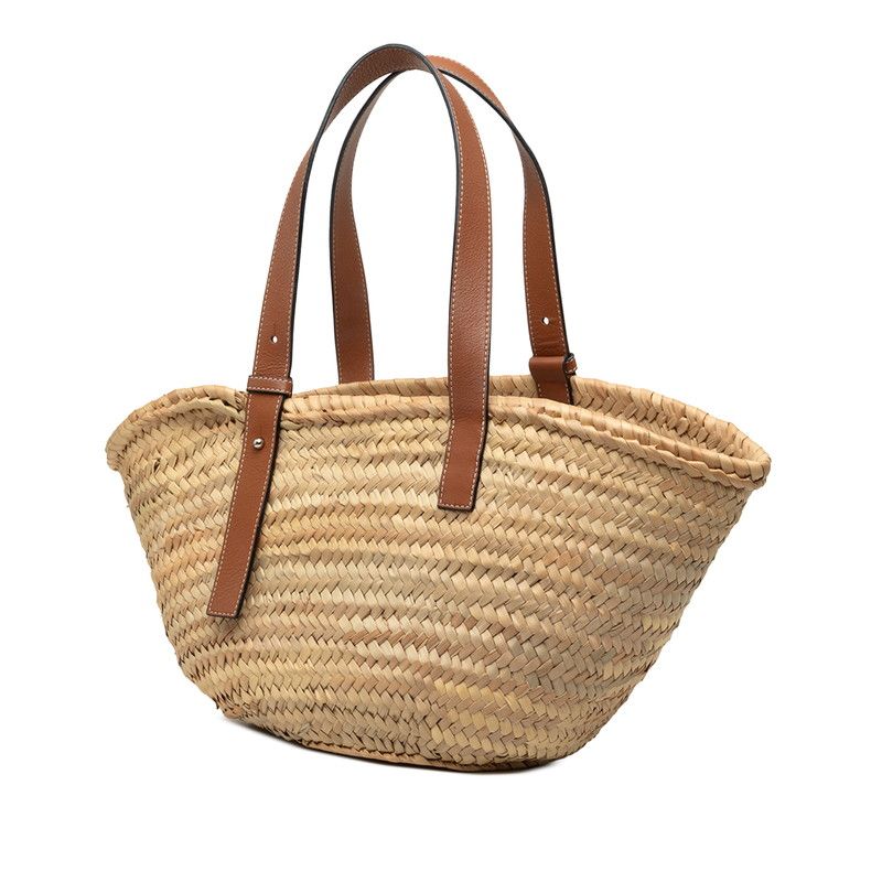 Loewe Loeve Gramgram Basket Bag Handbag Cago Bag Natural Brown Lafia Leather — view 2