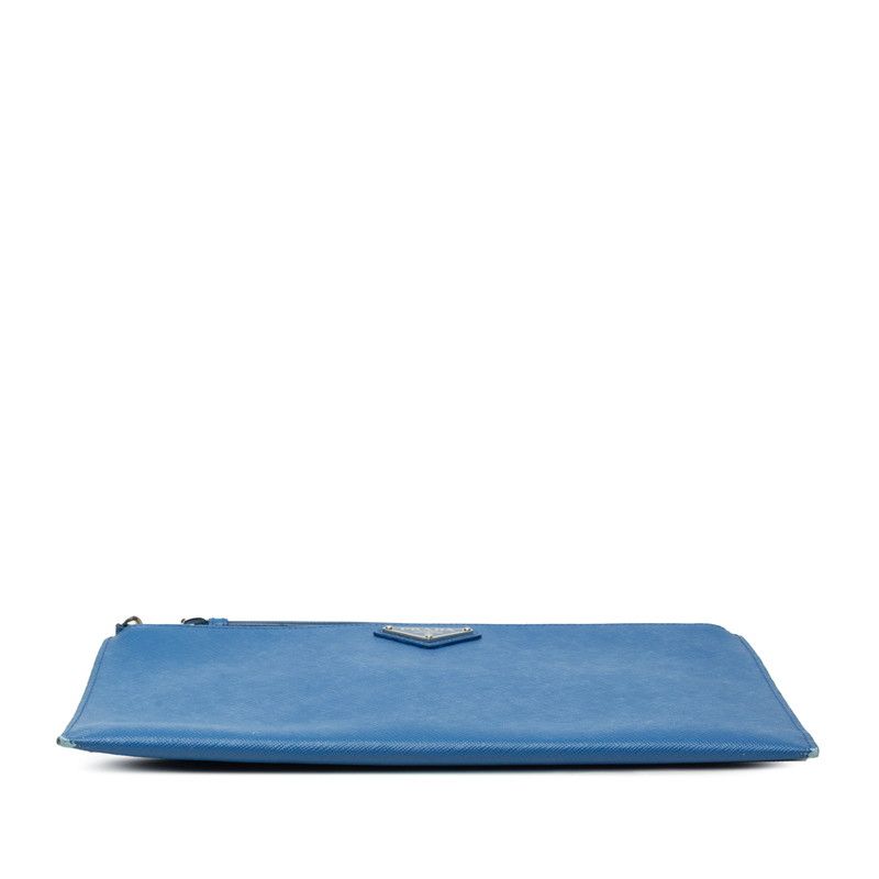 Prada Blue Saffiano Leather Clutch Bag — view 3