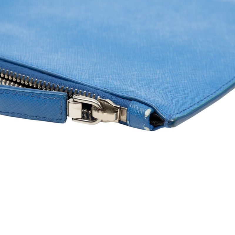 Prada Blue Saffiano Leather Clutch Bag — view 5
