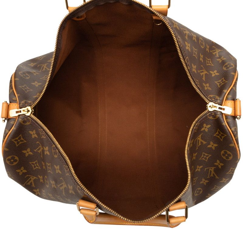 Louis Vuitton Monogram Keepall Bandouliere 50 Boston Bag 2-Way Brown Leather — view 4