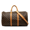 Louis Vuitton Monogram Keepall Bandouliere 50 Boston Bag 2-Way Brown Leather