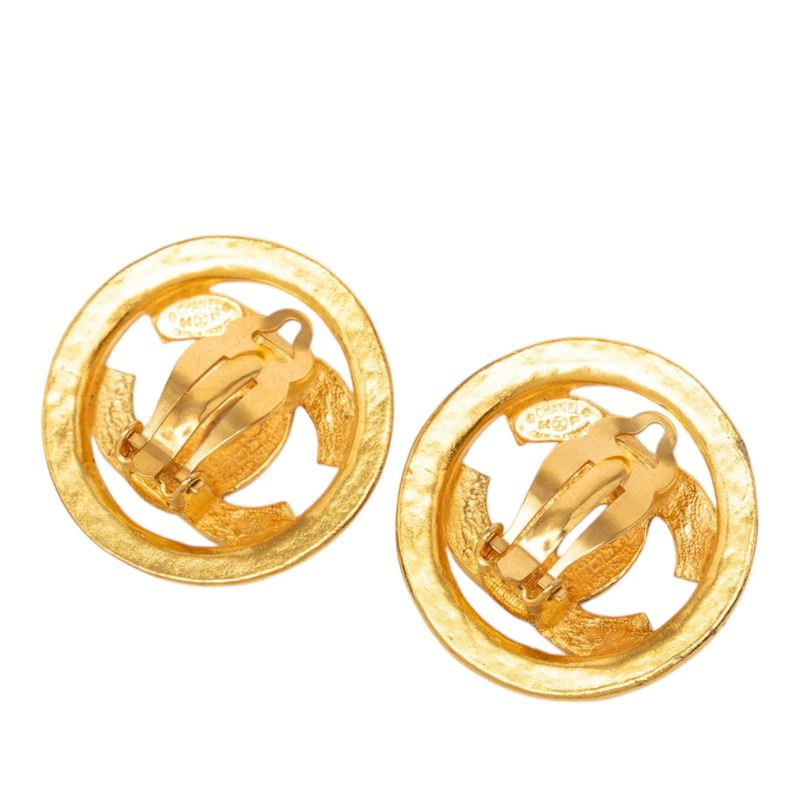 Chanel Vintage CC Logo Earrings Gold Plated — view 2