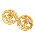Chanel Vintage CC Logo Earrings Gold Plated