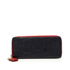 Louis Vuitton Wallet Navy Red Leather