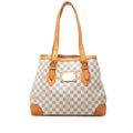 Louis Vuitton Damier Azur Hamstead MM Tote Shoulder Bag White Leather