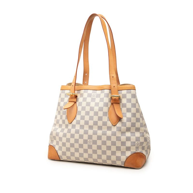 Louis Vuitton Damier Azur Hamstead MM Tote Shoulder Bag White Leather — view 2