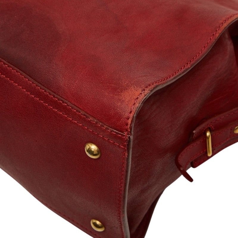 Saint Laurent Line Cabas Chic Handbag Red Leather — view 6