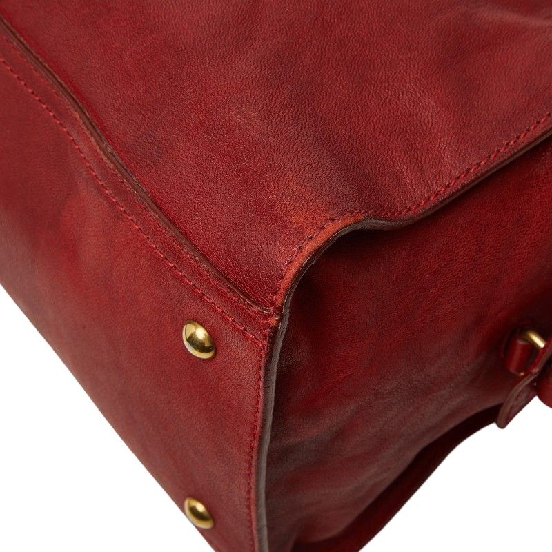 Saint Laurent Line Cabas Chic Handbag Red Leather — view 4