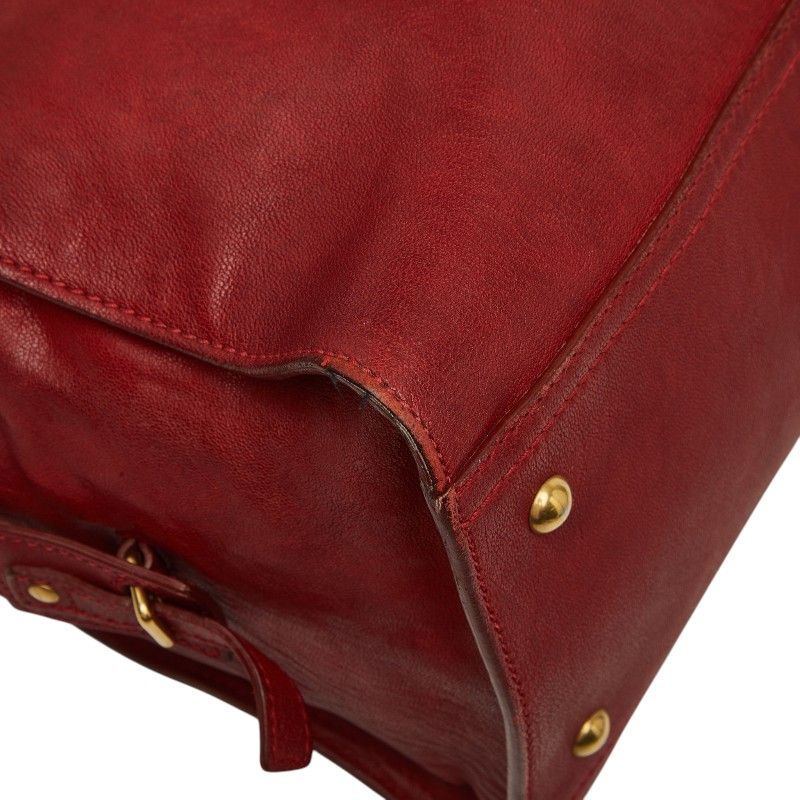 Saint Laurent Line Cabas Chic Handbag Red Leather — view 5