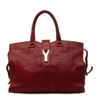 Saint Laurent Line Cabas Chic Handbag Red Leather