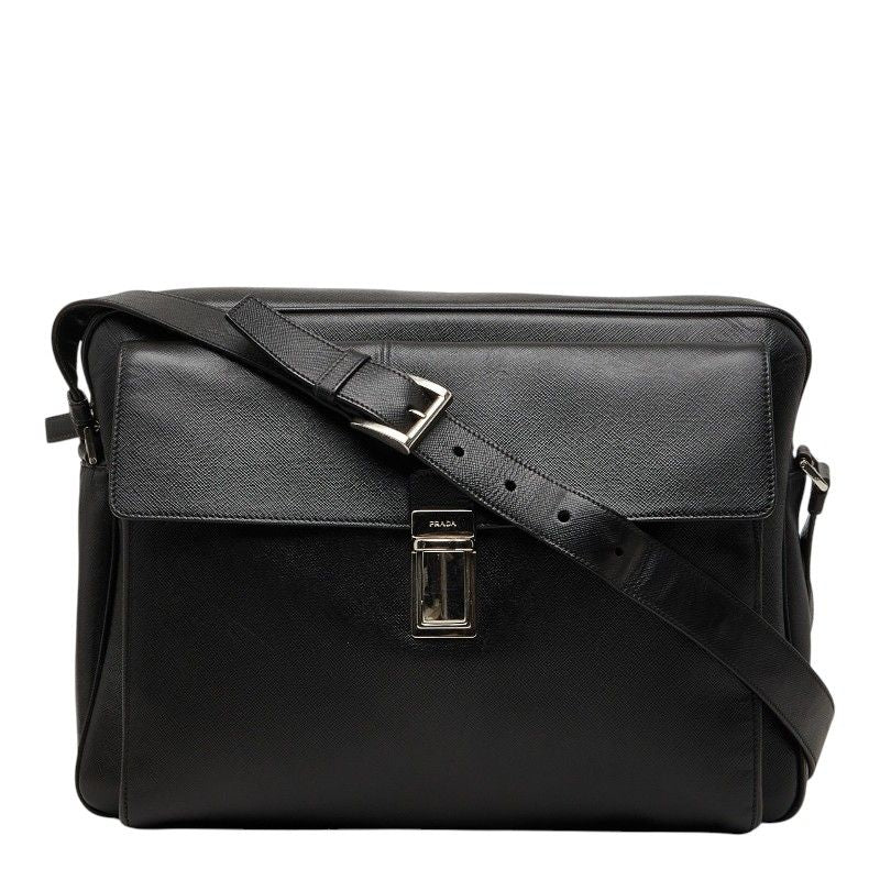 Prada Crossbody Carry on Shoulder Bag Black Saffiano Leather