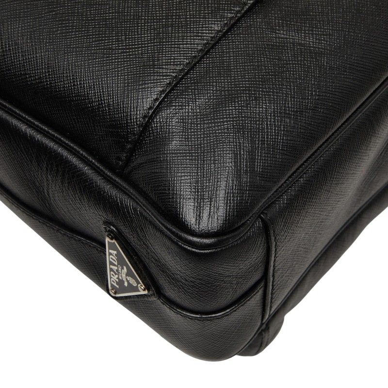 Prada Crossbody Carry on Shoulder Bag Black Saffiano Leather — view 7
