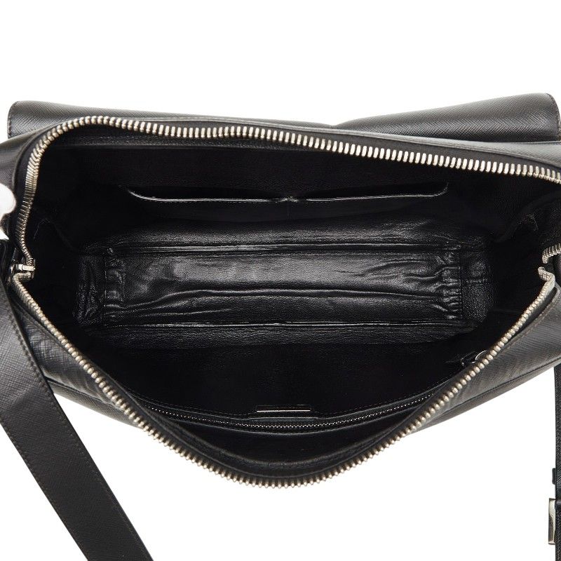 Prada Crossbody Carry on Shoulder Bag Black Saffiano Leather — view 8