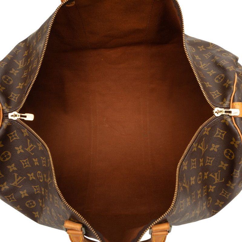 Louis Vuitton Monogram Keepall Bandouliere 60 Boston Bag 2-Way Brown Leather — view 8