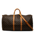 Louis Vuitton Monogram Keepall Bandouliere 60 Boston Bag 2-Way Brown Leather