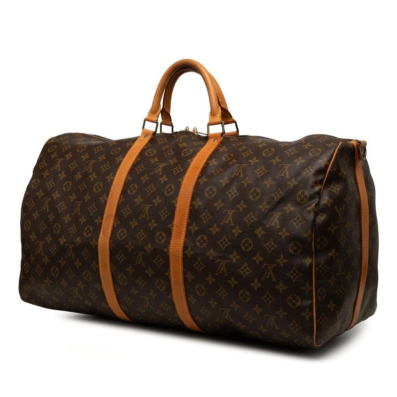 Louis Vuitton Monogram Keepall Bandouliere 60 Boston Bag 2-Way Brown Leather — view 2