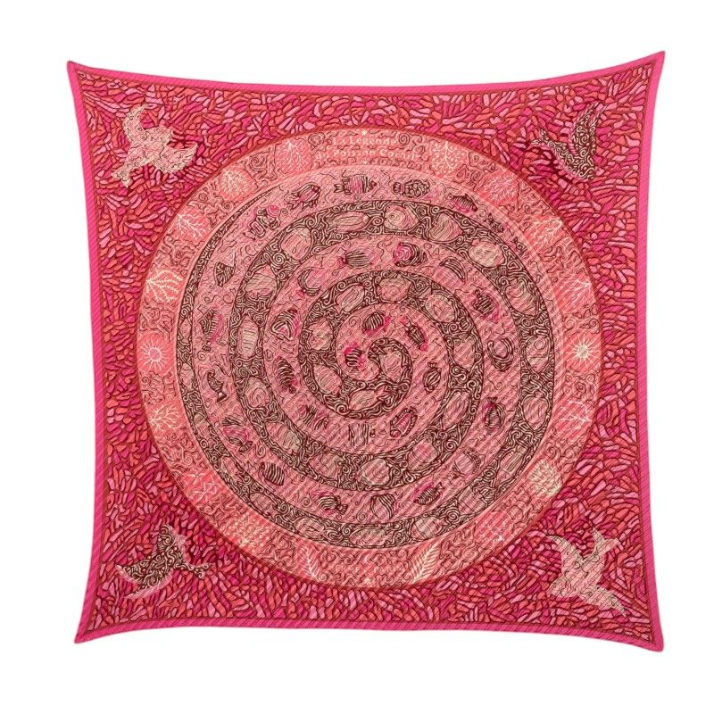 Hermes Carre la Legende du Poisson Corail Coral and Fish Legend Pleats Scarf