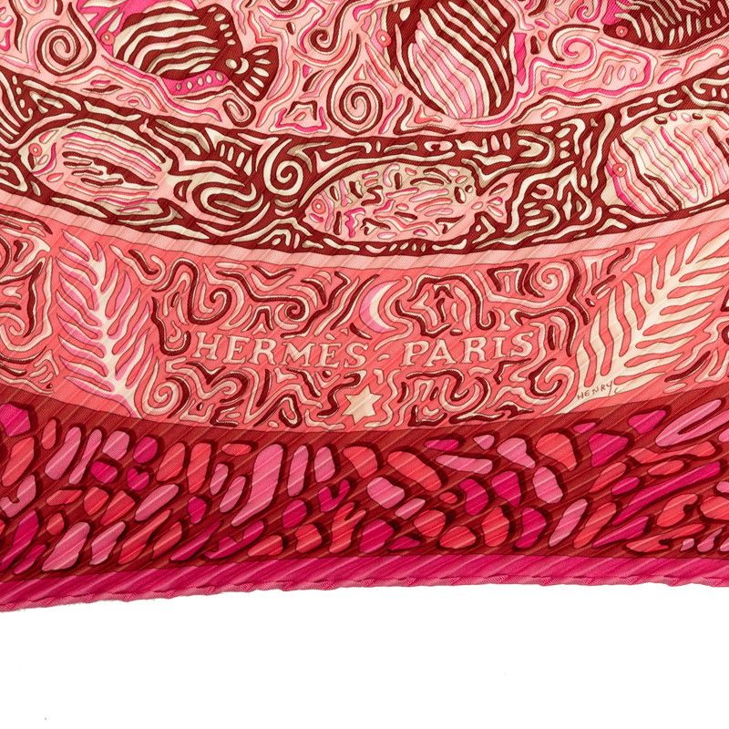 Hermes Carre la Legende du Poisson Corail Coral and Fish Legend Pleats Scarf — view 5