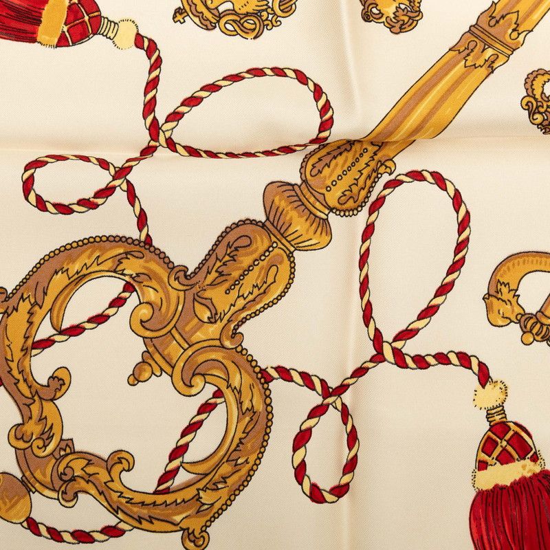 Hermes Carre 90 les Cles Key Scarf Beige Multicolor Silk — view 5