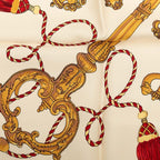 Hermes Carre 90 les Cles Key Scarf Beige Multicolor Silk — view 5